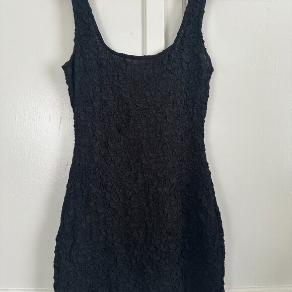 HOLIDAY SALE Mara Hoffman Black Textured Mini Dress - Laura Dress Size Medium - Picture 3 of 6